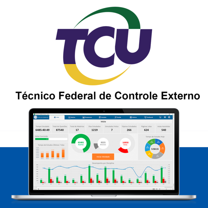 Planilha Controle de Estudos para TCU - Técnico Federal de Controle Externo